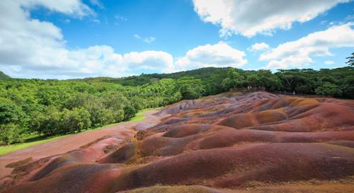 Seven Coloured Earth in Mauritius, natural multicolored sand dunes in Chamarel