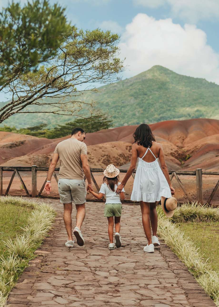 Family Walking Towards C7ce Geopark